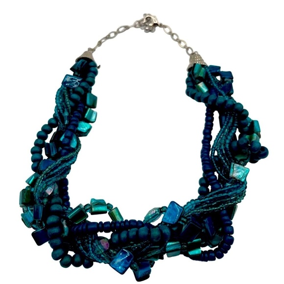 Turquoise Beaded Necklace & Bracelet Set - Perfect For Inner Mermaid N44 - Picture 2 of 6